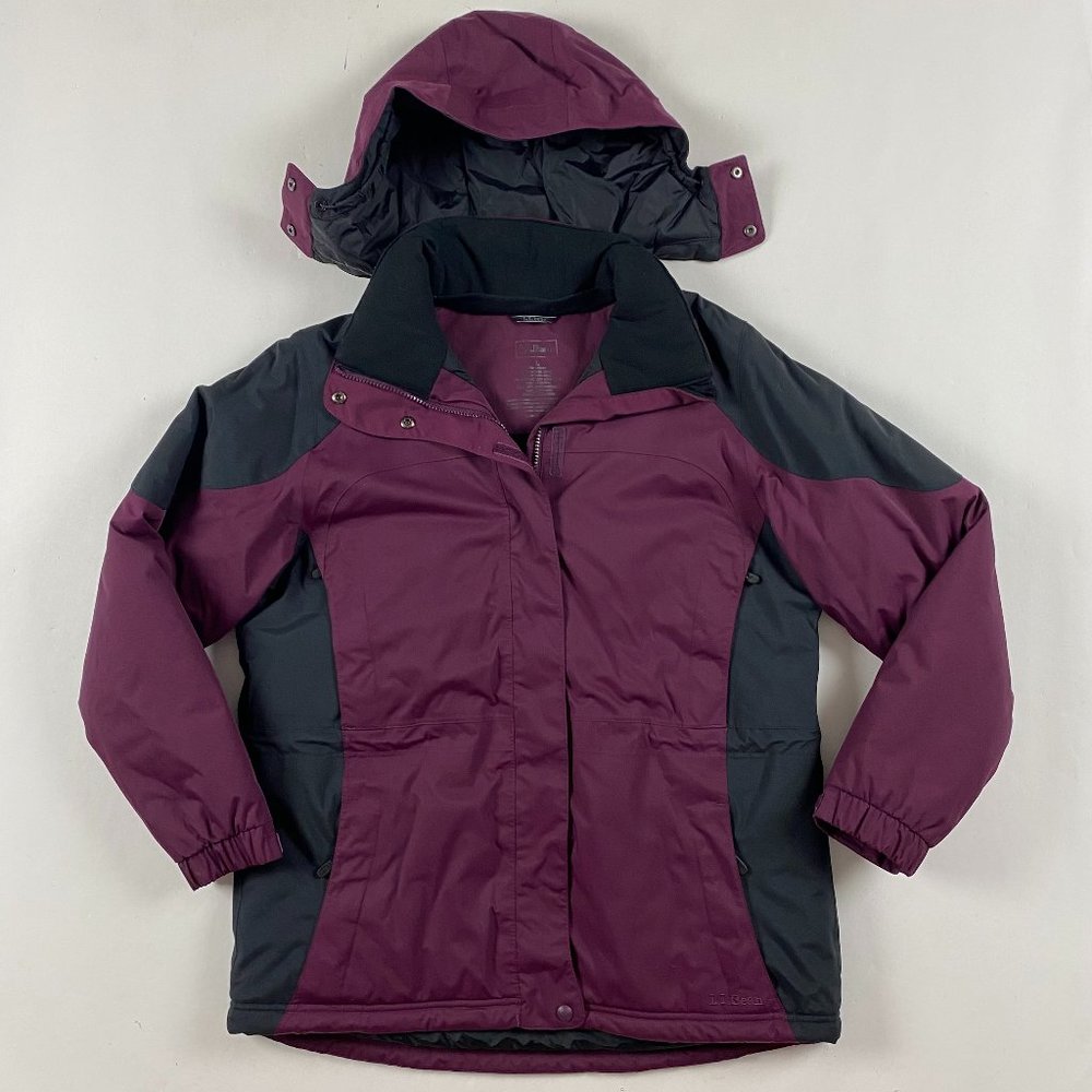 L.L. Bean | Plum and Black Hooded Ski Jacket
